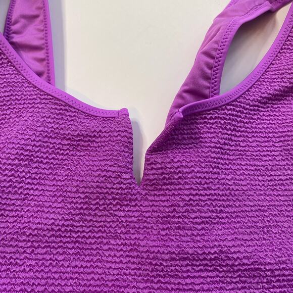 NEW Topshop Purple Crinkle Notch One Piece Swimsuit US Size 4 - Picture 3 of 5